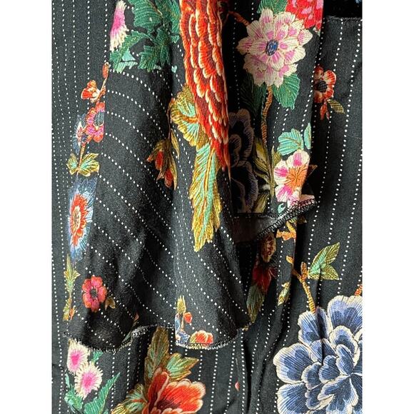 Johnny Was Black Floral Pin Stripe Print Blouse Top Women's Size S - Picture 6 of 8